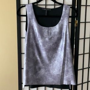 Faux leather silver top